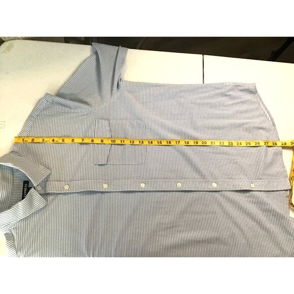 EXPRESS-MENS BLUE STRIPPED 62% COTTON LOMG SLEEVE BUTTON DOWN SHIRT SIZE X-LARGE - Picture 7 of 8